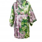 Women's Short Сasual Green Kimono Robe Yukata with Flower Print, Oversized