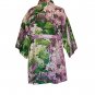 Women's Short Сasual Green Kimono Robe Yukata with Flower Print, Oversized