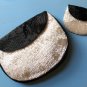 shimmering pearly white & black beaded vintage bag with wee matching coin purse hyland france