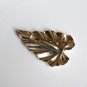 big chrome bright goldtone ruffly leaf barrette - vintage hair jewelry