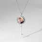 Key Photo Necklace With CZ Platinum Plated Silver