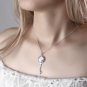 Key Photo Necklace With CZ Platinum Plated Silver