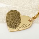 Personalized Fingerprint Necklace Custom Heart Necklace Name
