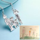 Unique Custom Drawing 925Sterling Silver Necklace Pendant