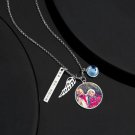 Engraved Round Tag Photo Necklace Silver