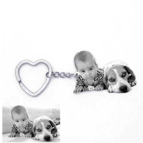 Custom Engrave Keyring Engraved Pet Photo Keychain DIY Jewelry For Couples Men Women Family Gift
