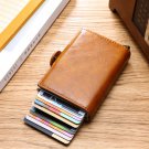 Rfid Wallet PU Crazy Horse Leather Men Mini Money Clip Credit Card ID Holder