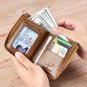 Vertical Two-fold Men's Short Wallet With Zipper And Anti-degaussing Brush