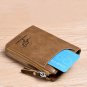 Vertical Two-fold Men's Short Wallet With Zipper And Anti-degaussing Brush