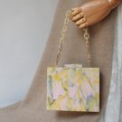 Retro style acrylic ink geometric mosaic hand bag