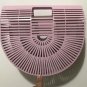Handmade bamboo bag, clutch bag, portable bamboo basket, semi-circular bamboo bag