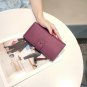 Cowhide Women's Wallet Card Bag Thin Buckle 2 Fold Wallet