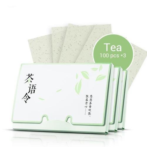 Green Tea Oil Absorbing Sheets (3 Packs x 100 Sheets)