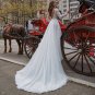 A-Line Tulle Wedding Dress Charming V-Neck Long Sleeves Court Train Bridal Gown