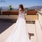 Bohemian Long Sleeve Wedding Dresses A Line Illusion Lace Appliques Scoop Bride Bridal Gowns
