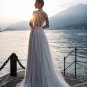 Boho Long Sleeves Wedding Dresses White Dots Appliques Lace Bridal Gowns
