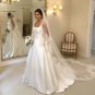 A Line Backless Wedding Dresses Square Neck Sleeveless Bridal Gowns With Pockets Sweep Train