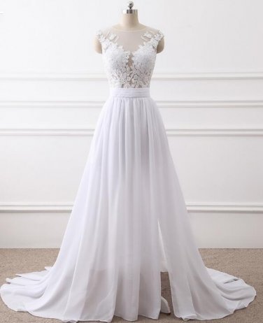 Beach Wedding Dress Empire Waist Maternity Lace Bridal Gowns