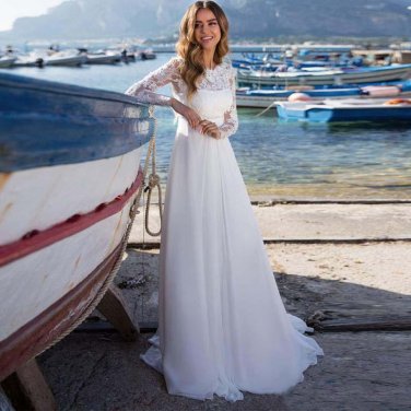 knee length dresses for ladies A Line Flutter Sleeve Wedding Dress Country V Neck 2025 White / Customization