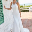 Boho Wedding Dress, Simple White Sleeveless Satin Wedding Dress