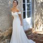 Simple wedding dress, off the shoulder sleeveless satin wedding dress