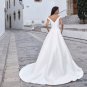 Boho Wedding Dress, Simple V-Neck Satin Wedding Dress