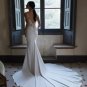 Boho Wedding Dress, Simple Sleeveless Lace Appliqu&Atilde;&copy;d Satin Wedding Dress