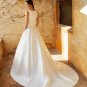 Boho Wedding Dress, Simple Sleeveless V-Neck Satin Wedding Dress
