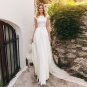Eightale Wedding Dresses O-Neck Lace Top Chiffon Skirt Beach Wedding Gown Simple Bridal Dresses