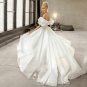 Princess Ivory organza Satin Wedding Dresses Sweetheart Short Puffy Sleeves Bridal Gowns