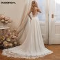 Elegant Satin Wedding Dresses Backless Applique Bridal Gown