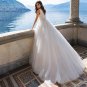 Tulle A-Line Wedding Dress Deep V-Neck Lace Appliques Boho Backless Bridal Gown