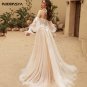 Sweetheart Puffy Sleeves Wedding Gown Lace Appliques Bride Dress