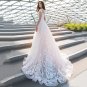 Elegant O-Neck Wedding Dress Short Sleeve Lace Appliques Boho Tulle Bridal Gown