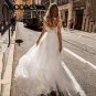 V Neck Wedding Dress Appliques Lace Spaghetti Straps Beach Boho Backless Bride Dresses