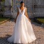 Sexy Deep V-Neck Wedding Dresses For Women Simple A-Line Bridal Gown