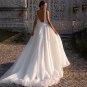 Sexy Deep V-Neck Wedding Dresses For Women Simple A-Line Bridal Gown