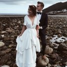 Backless Irregular Length Hi Lo Custom A Line Made Plus Size V Neck Bridal Gowns