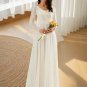 A-line V-Neck Floor-Length Lace Chiffon Wedding Dress
