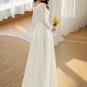 A-line V-Neck Floor-Length Lace Chiffon Wedding Dress