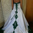 Halter-Neck Green Embroidered Wedding Dress