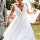 Plus Size Sexy V Neck Lace Beach Boho Wedding Dress