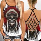 Women's Criss Cross Sexy Top Proud To Be A Native American Open Back Camisole - Black