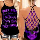 Women's Criss Cross Open Back Camisole Jeep Girl With Tattoos Custom Tank Top Plus Size