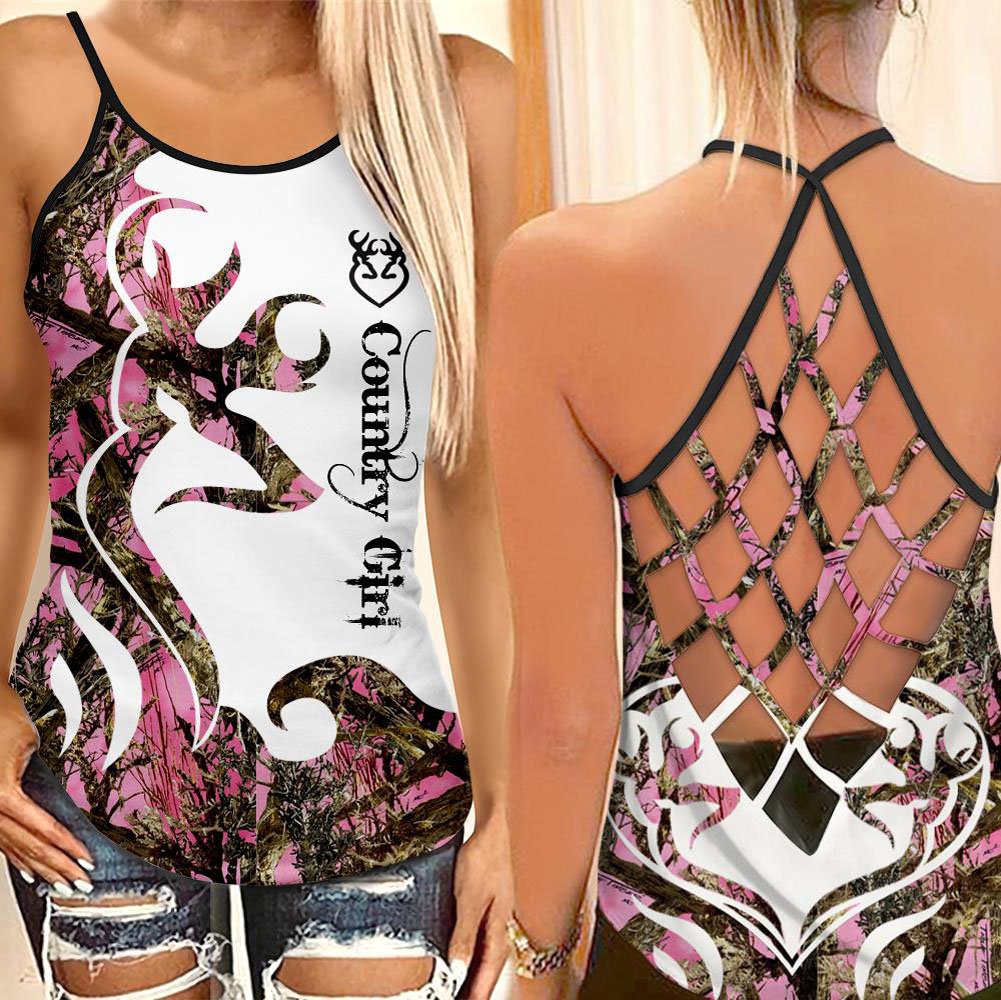 Women's Criss Cross Open Back Camisole Country Girl Custom Tank Top Plus Size