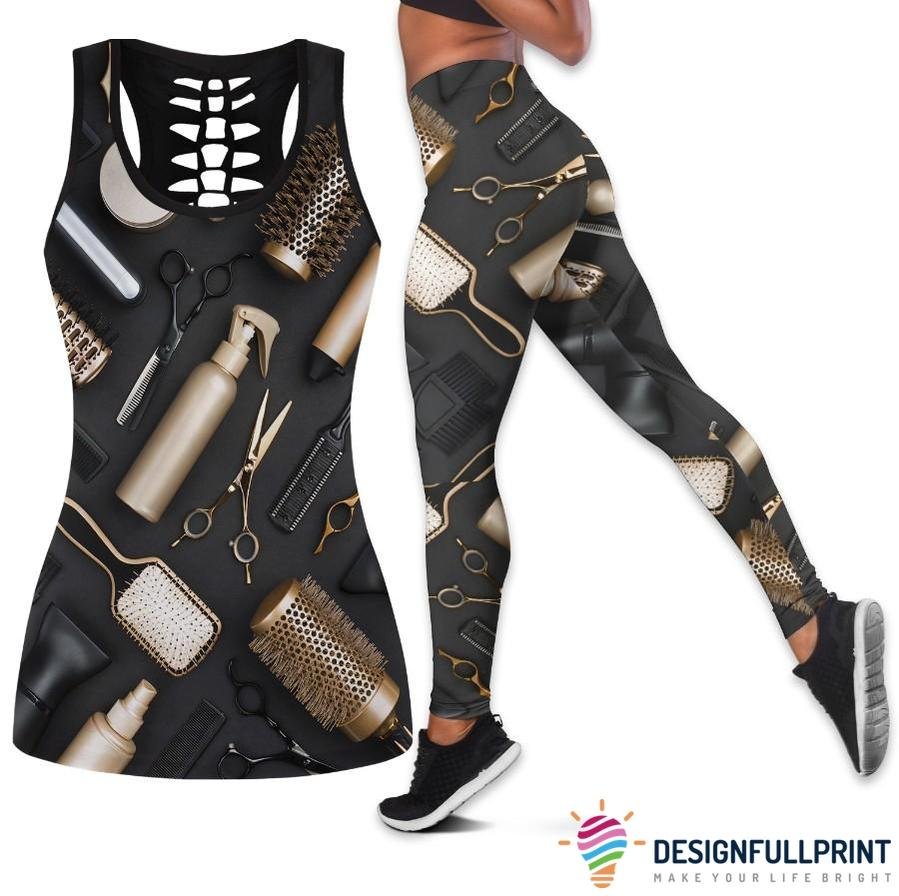 Hollow Tank Top And Leggings Set Custom Hairstylist Tools For Running
