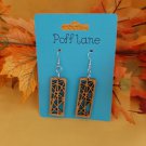 Wooden Decorative Golden Rectangle Earrings