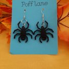 Wooden Black Spider Earrings