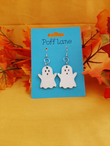 Wooden Ghost Earrings