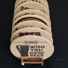 Set of 8 Cork Beer Coasters with Wooden Holder